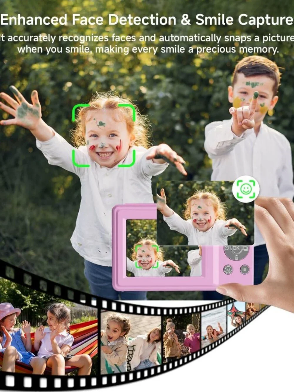 FHD 1080P 44MP Compact Digital Camera with 16X Zoom, Face Detection & Filters